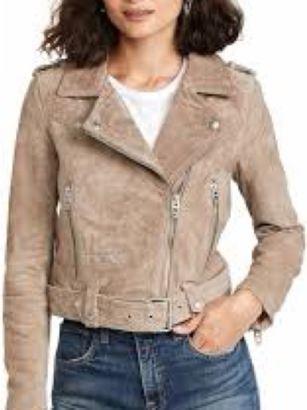 Blank NYC Taupe Suede Moto Jacket